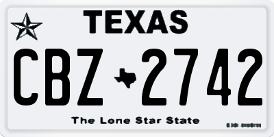 TX license plate CBZ2742