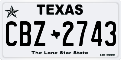 TX license plate CBZ2743