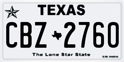 TX license plate CBZ2760