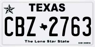 TX license plate CBZ2763