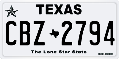 TX license plate CBZ2794