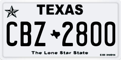 TX license plate CBZ2800