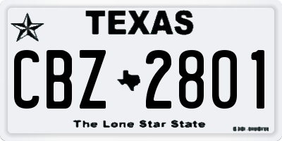 TX license plate CBZ2801