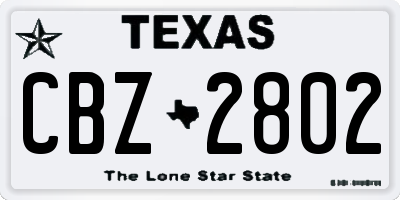 TX license plate CBZ2802