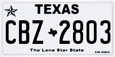 TX license plate CBZ2803
