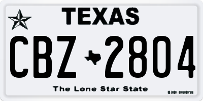 TX license plate CBZ2804