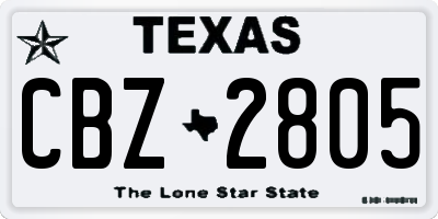 TX license plate CBZ2805