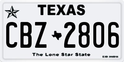 TX license plate CBZ2806