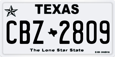 TX license plate CBZ2809