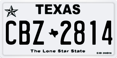 TX license plate CBZ2814
