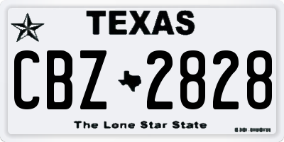 TX license plate CBZ2828