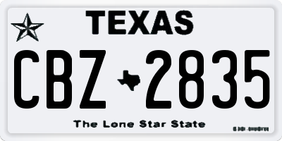 TX license plate CBZ2835