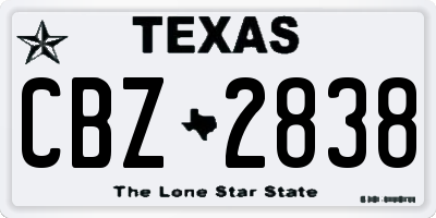TX license plate CBZ2838