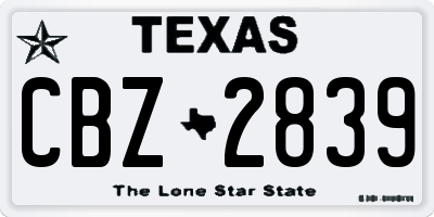 TX license plate CBZ2839
