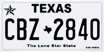 TX license plate CBZ2840