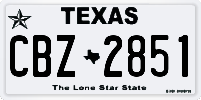 TX license plate CBZ2851