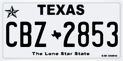 TX license plate CBZ2853