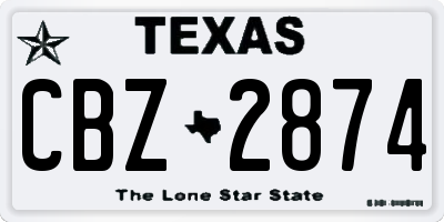 TX license plate CBZ2874