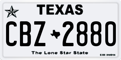 TX license plate CBZ2880