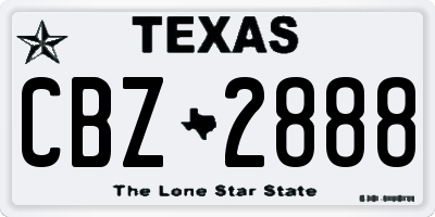 TX license plate CBZ2888