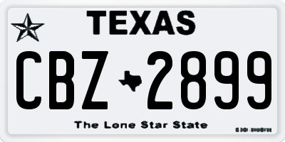 TX license plate CBZ2899