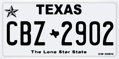 TX license plate CBZ2902