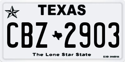 TX license plate CBZ2903