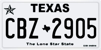 TX license plate CBZ2905