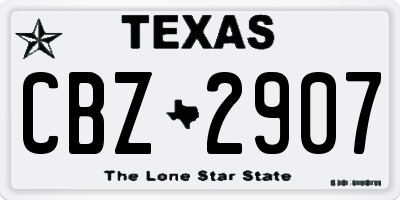 TX license plate CBZ2907