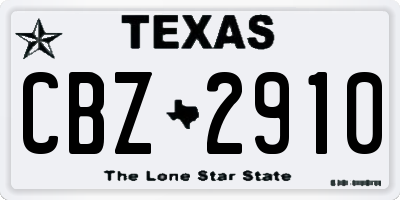 TX license plate CBZ2910