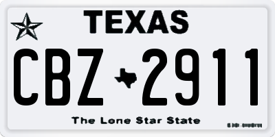 TX license plate CBZ2911