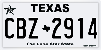 TX license plate CBZ2914