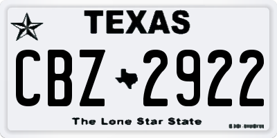 TX license plate CBZ2922