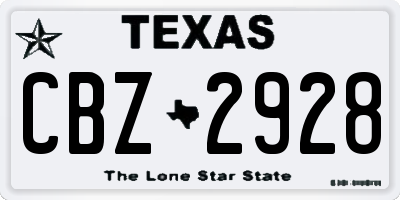 TX license plate CBZ2928