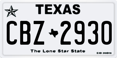 TX license plate CBZ2930