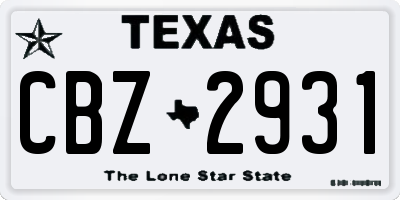 TX license plate CBZ2931
