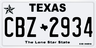 TX license plate CBZ2934