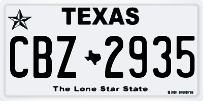 TX license plate CBZ2935