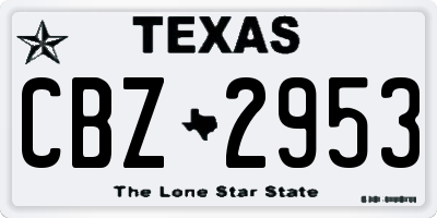TX license plate CBZ2953