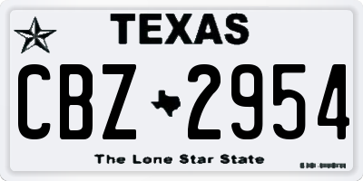 TX license plate CBZ2954