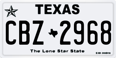 TX license plate CBZ2968