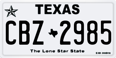 TX license plate CBZ2985