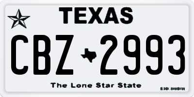 TX license plate CBZ2993