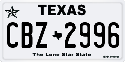 TX license plate CBZ2996