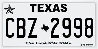 TX license plate CBZ2998