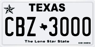 TX license plate CBZ3000