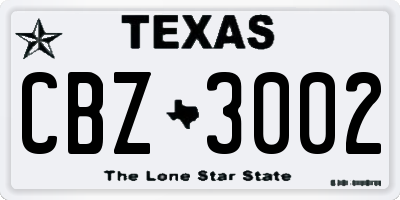 TX license plate CBZ3002