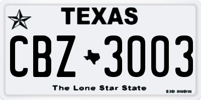 TX license plate CBZ3003