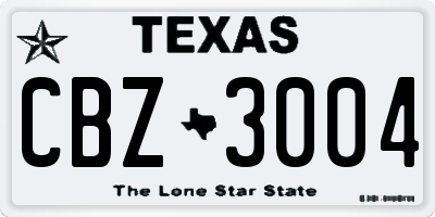 TX license plate CBZ3004