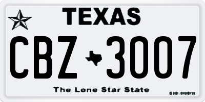TX license plate CBZ3007